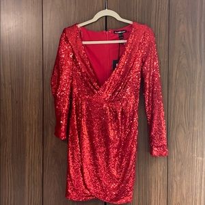 Red sequined dress